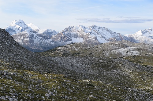 The morning view from the Rifugio Biella