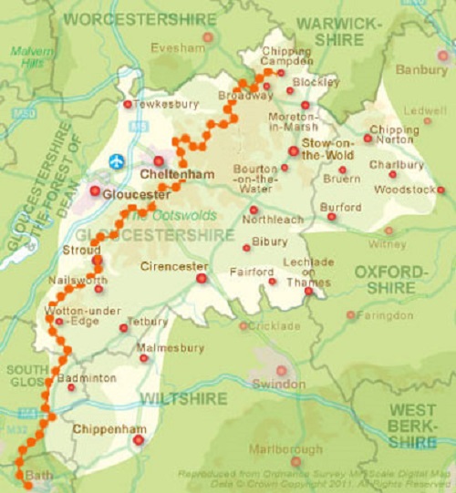 Cotswold Way Route Map Brians Walks - The Cotswold Way National Trail