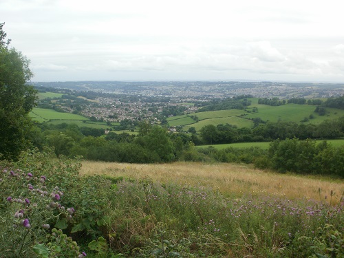 Looking down at Bath, the end of my walk is in sight