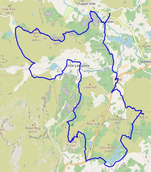 My Elterwater circular walk route