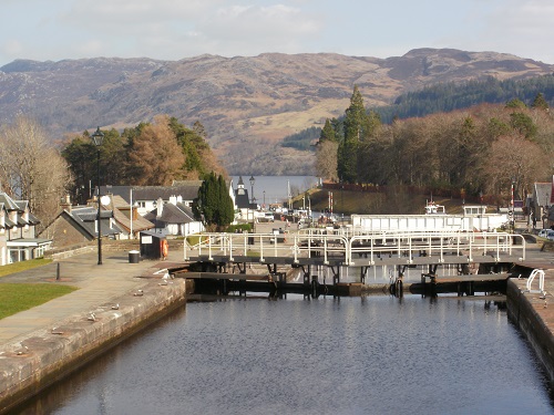Looking down Fort Augustus locks into Loch Ness