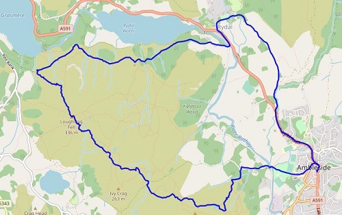 My Loughrigg Head walk route map
