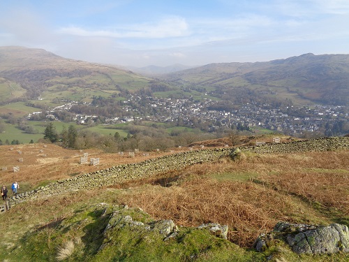Looking down to Ambleside on the descent of the walk