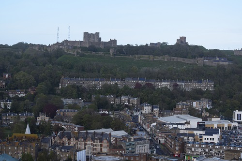 Dover Castle on the hill overlooking the town