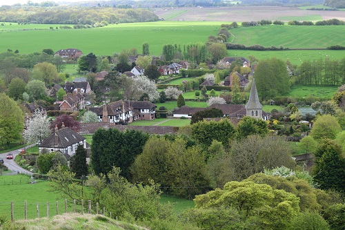 Looking down towards Postling