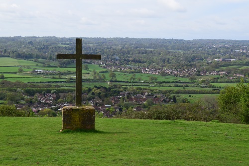 The wooden cross on Kemsing down overlooking Kemsing