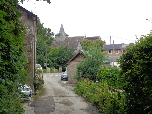 Walking through Gladestry on the Offa's Dyke Path