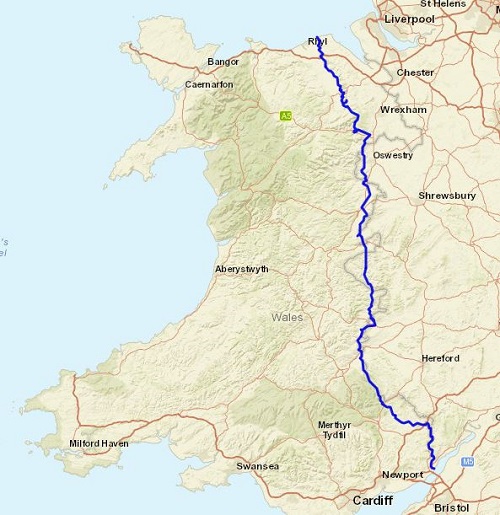 The route of the Offa's Dyke Path National Trail