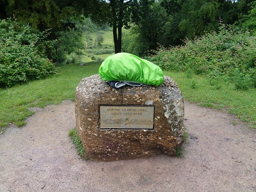 The start of Offa's Dyke Walk at Sedbury Hills on a wet day