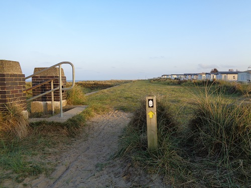 A marker post at Caister points the way ahead on my last day