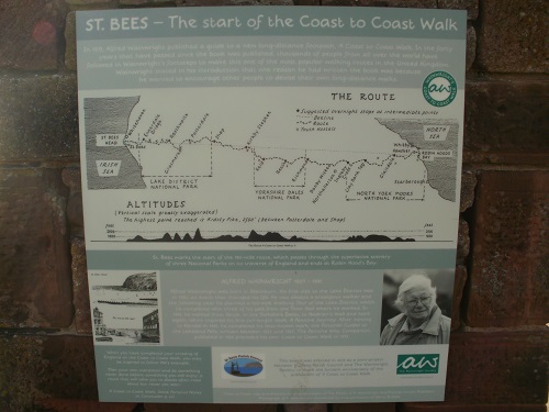 The plaque at the start of the Coast To Coast walk at St. Bees, but for me it was the End
