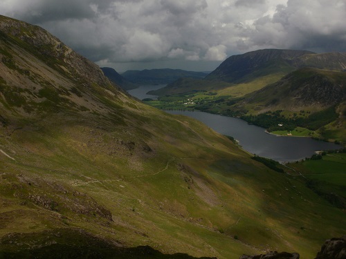 Looking along Buttermere and Crummock Water from Haystacks