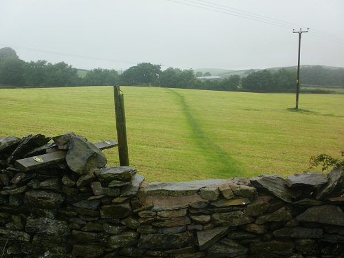 Wet grassy fields, walls and stiles would be common on the first day