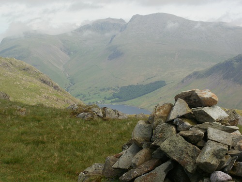 The view towards Scafell Pike from Buckbarrow summit