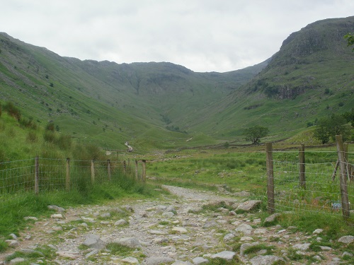 Looking up the valley from near the start at Seathwaite