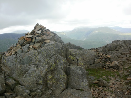 The summit of Glaramara, looking towards the Northern Fells