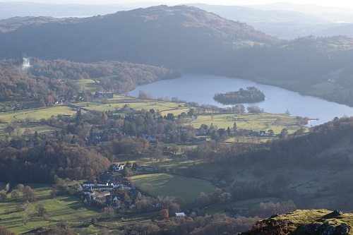 Grasmere and Rydal Water from Helm Crag summit