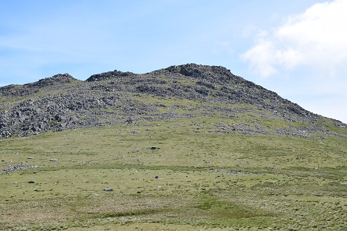 Looking up at the summit of Lingmell