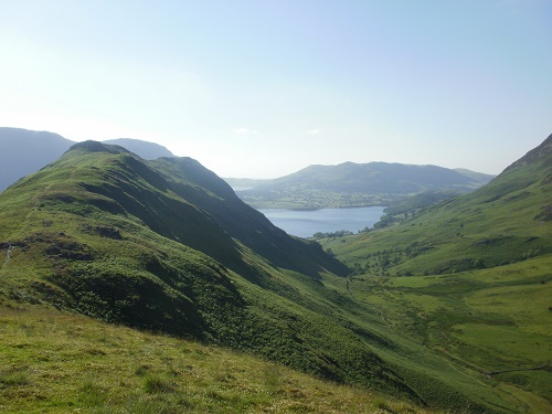 Rannerdale Knotts summit with Crummock Water in the distance