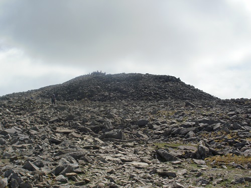 Nearly up at the summit on Scafell Pike