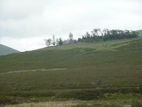 Looking back at Skiddaw House from along the track