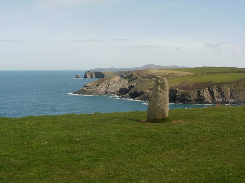 A single standing stone above Trefin