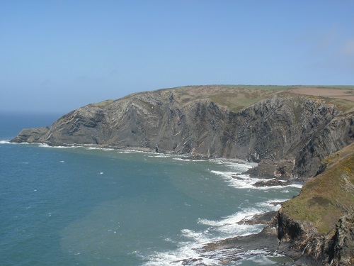 Stunning rock formations on the Pembrokeshire Coast Path before Poppit Sands