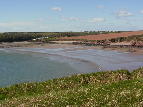 The beach and caravan site at Sandy Haven