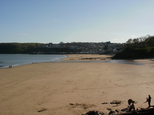 Looking across the beach from Wisemans Bridge towards Saundersfoot