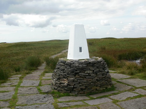 The trig point at the summit of Black Hill on the Pennine Way