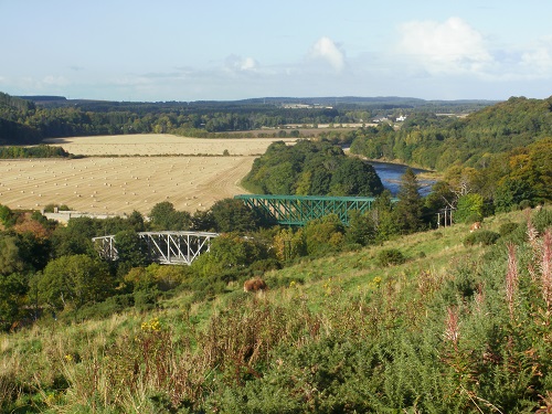 Looking down on the River Spey and bridges at Boat o' Brig