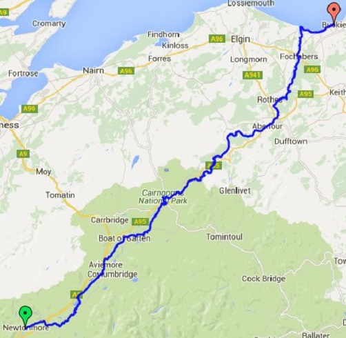 The Speyside Way route between Newtonmore and Buckie