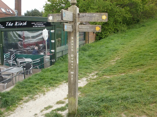The Waymarker at the end of the South Downs Way in Eastbourne