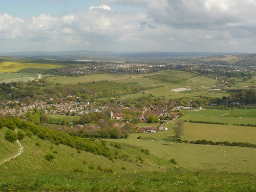 Looking down at Kingston Near Lewes with Lewes behind it
