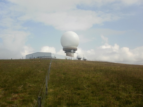 The golf-ball radar station at the top of Lowther Hill