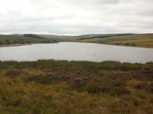 Looking across Watch Water reservoir, popular with anglers