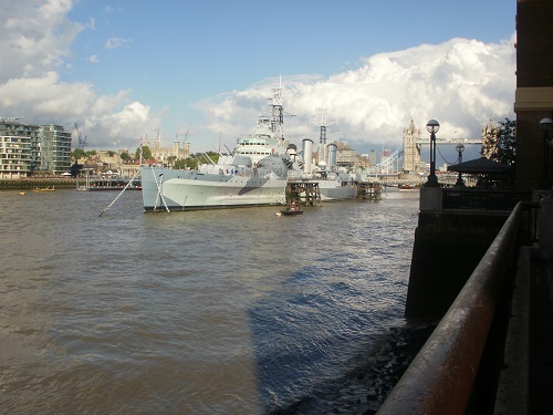 HMS Belfast, moored on the Thames since 1971