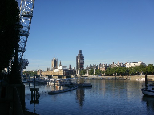 The London Eye and Houses of Parliament on a lovely sunny morning