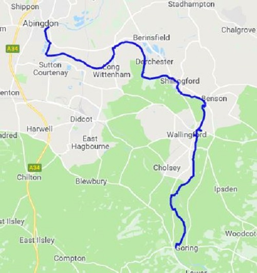 The Streatley to Abingdon route