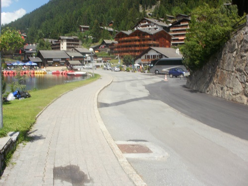 The main street in Champex beside the lake