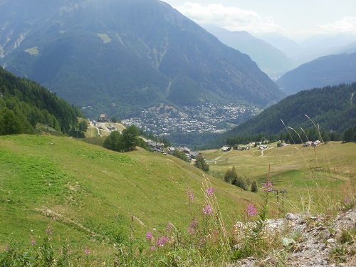 My first view of Courmayeur from near Maison Vielle