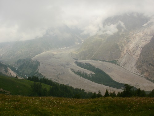 The Glacier du Miage, seen from across the valley