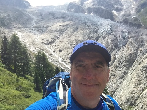 A selfie in front of the Glacier du Trient descending the Fenetre D'Arpette