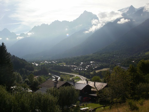 Looking down at Les Houches close to the start of the TMB