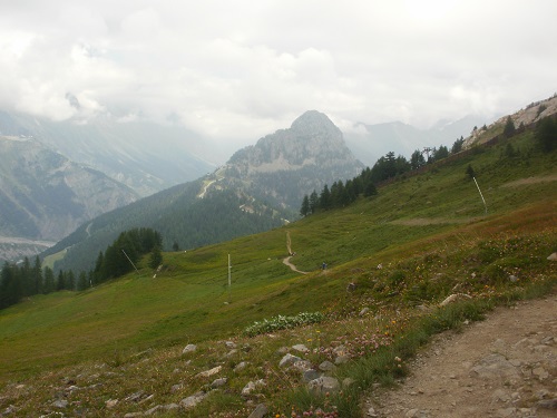 The pointed peak of Mont Chetif above Courmayeur