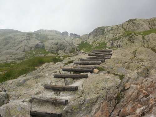 The steps towards Lac Blanc. The Refuge can be seen in the middle