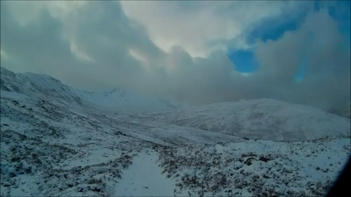 Starting the long snowy descent towards Kinlochleven