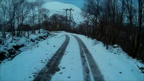 Part of the snowy forest track down towards Kinlochleven