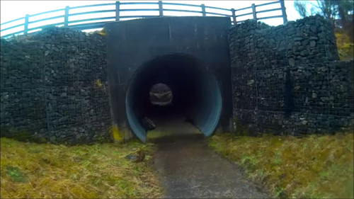 The tunnel under the road was a welcoming shelter from the rain