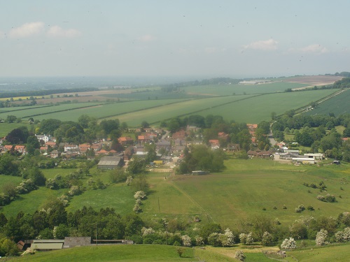 Looking down at Millington from a nice grassy ridge path